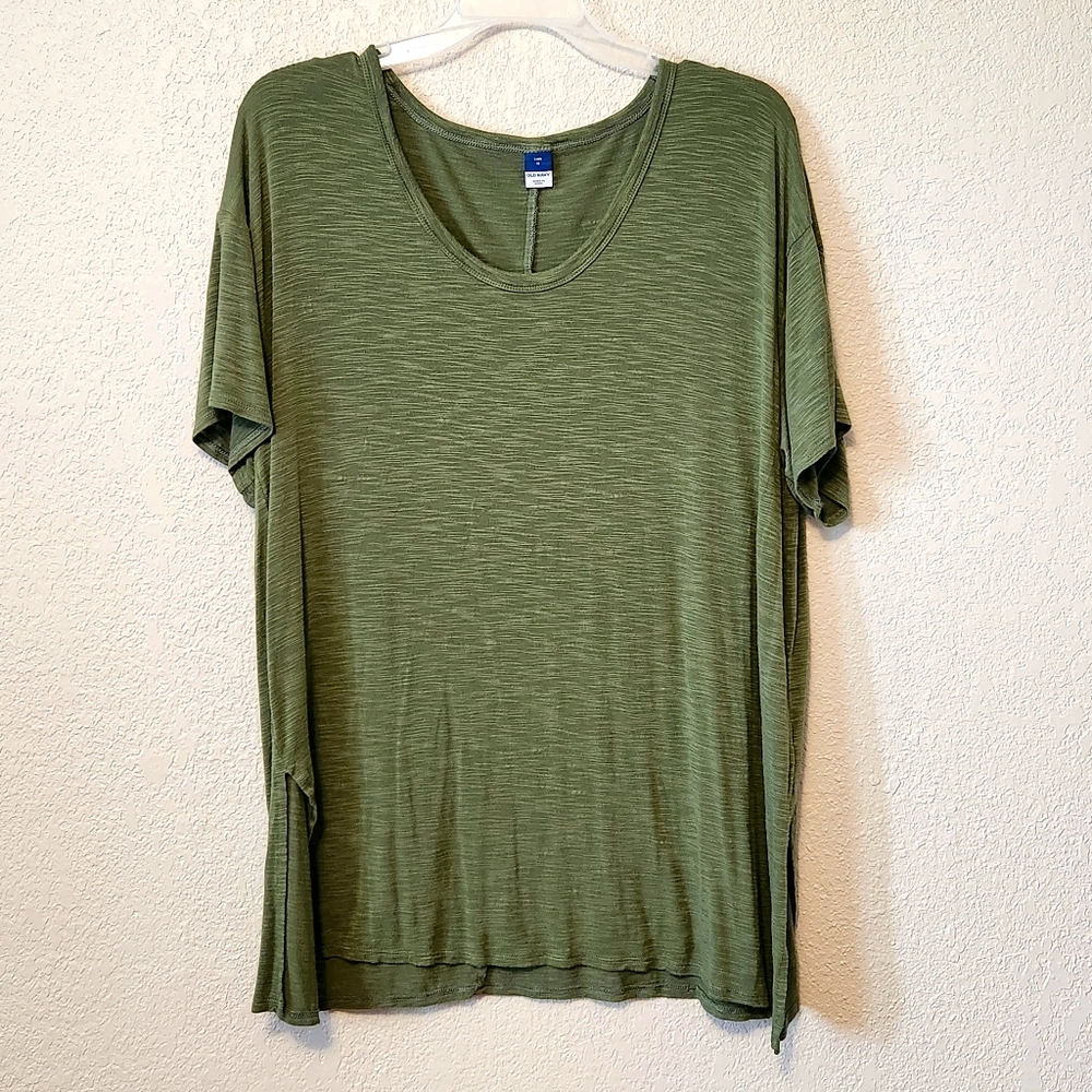 Old Navy Women's Oversized Luxe Slub-Knit Tunic T-Shirt, Green, Size: M - Picture 2 of 5